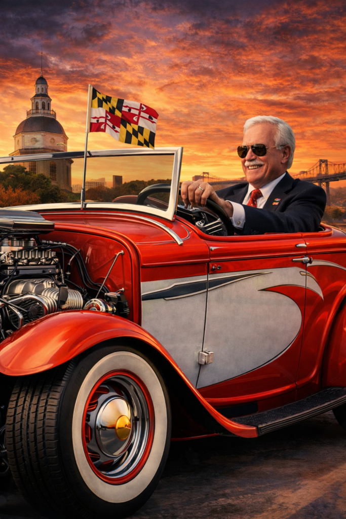 Maryland Delegate driving a street rod